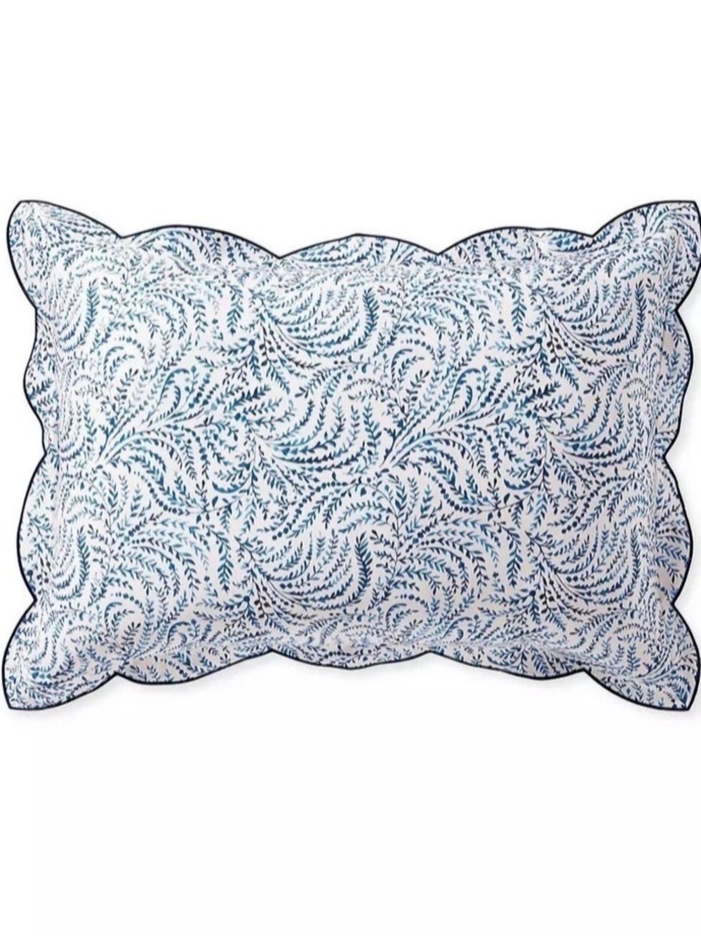 Pair of Serena & Lily Priano Sateen Sham White & Blue NWT Standard Size